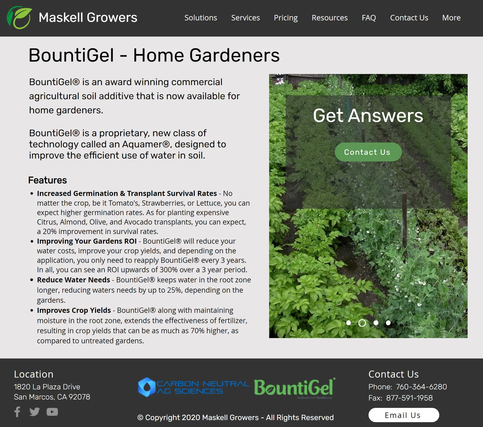 Maskell Growers featured content on the migrated Wix website